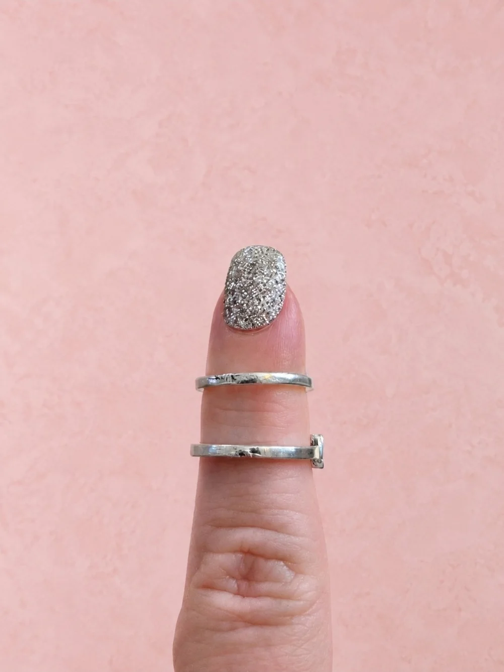 4/$15 Stackable Ring Set Sz 6 & 4 Silver Tone Hip Double Band Midi Ring - Silver